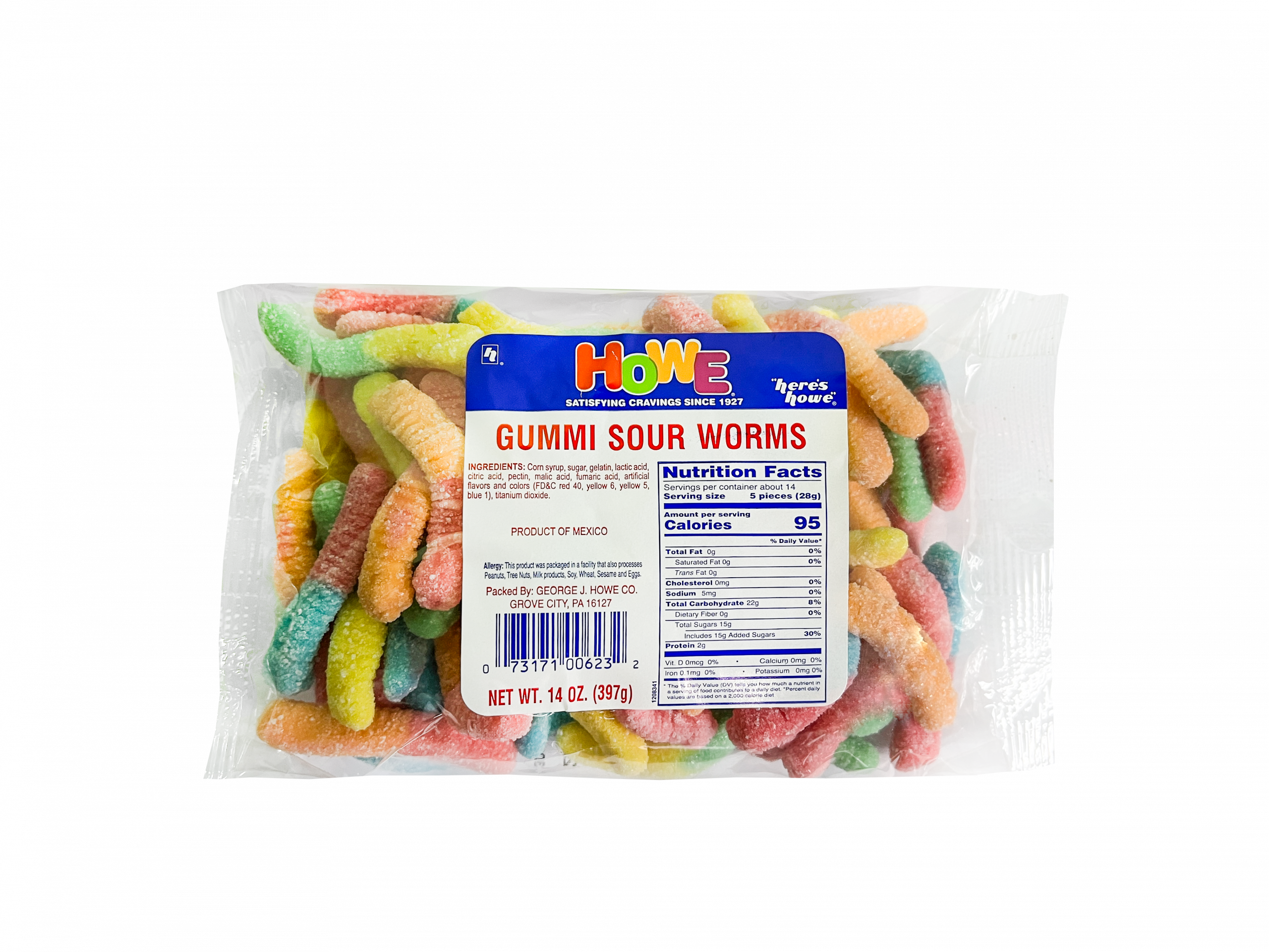 Howe Gummi Sour Worms 12/14 OZ Case