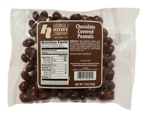 Howe Chocolate Covered Peanuts 12/7.5 oz. Case