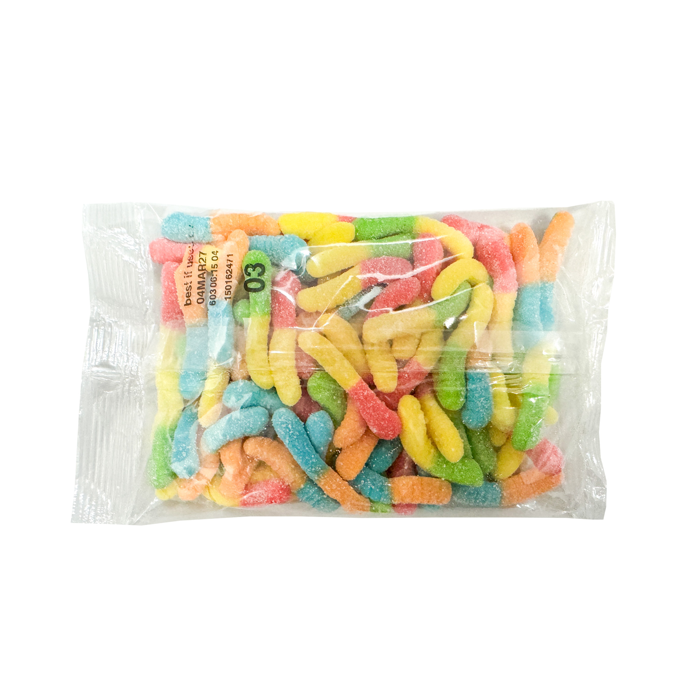 Back view of Howe Sour Gummy Worms Bag