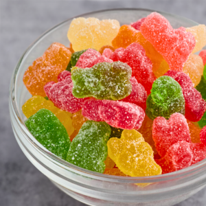 Bowl of Howe Sour Sanded Gummi Bears