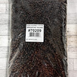 Large clear bag of Howe Breakfast Blend Coffee Beans