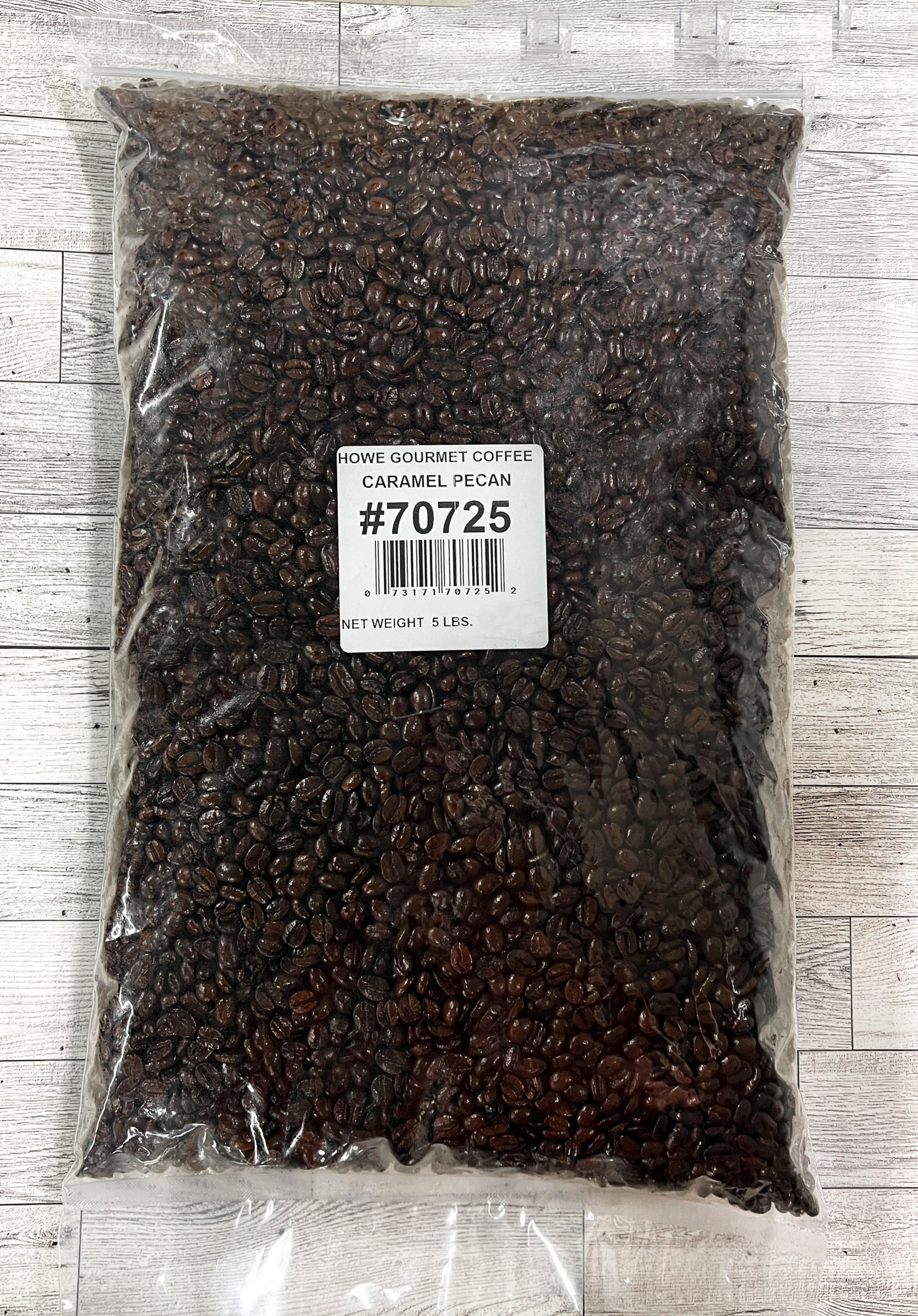 Large clear bag of Howe Coffee Beans