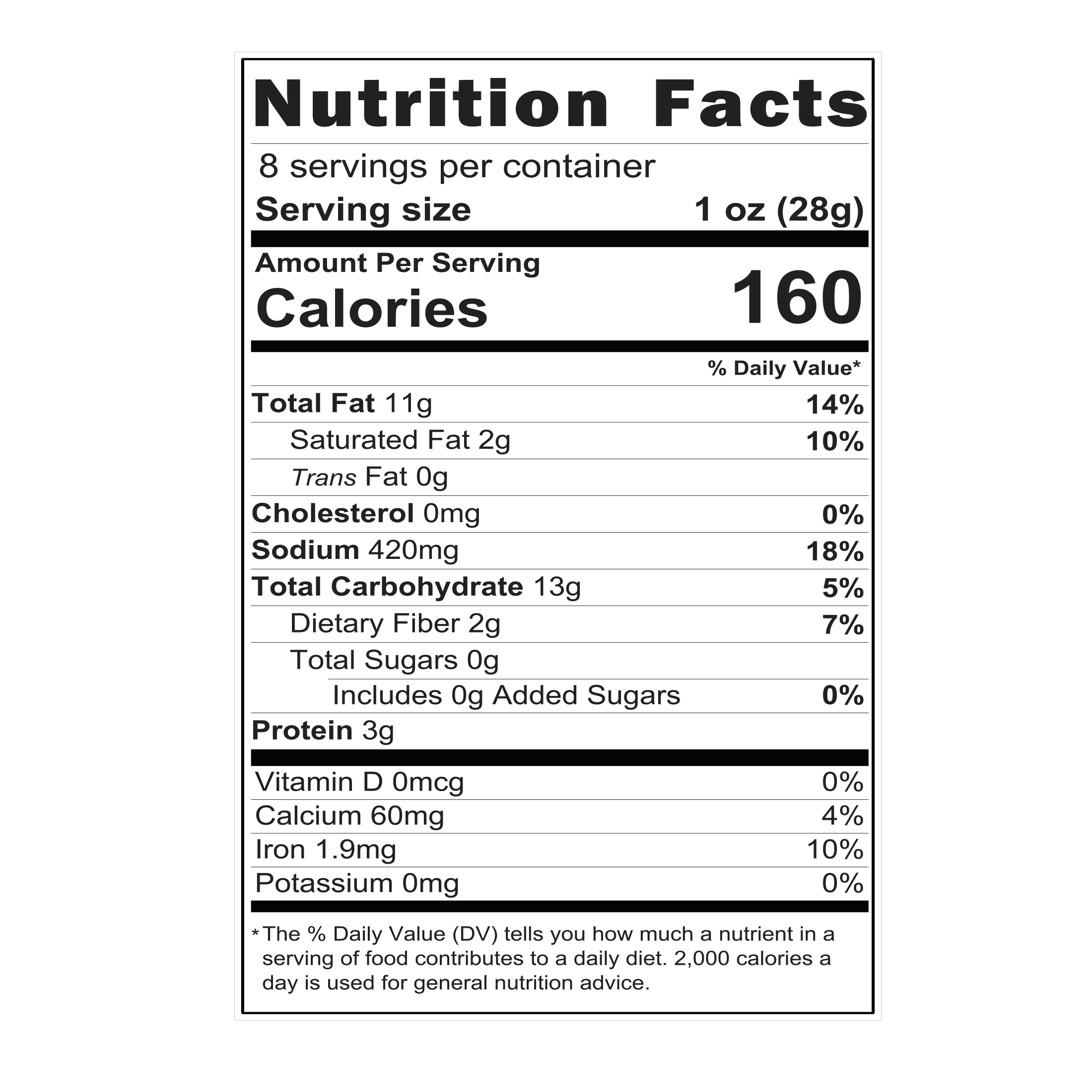 Nutrition Facts Howe Snacks' Original Sesame Sticks