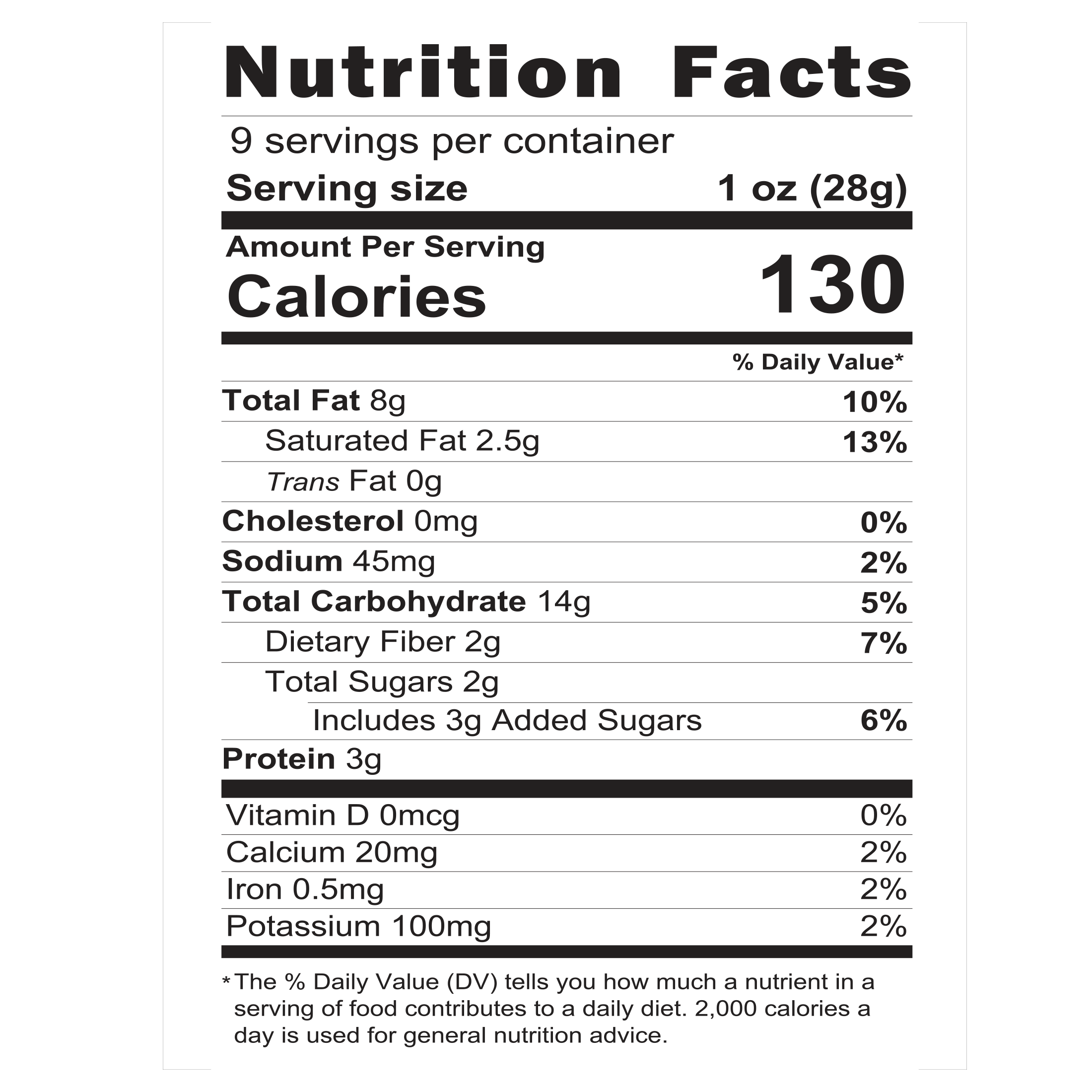 Nutrition facts of Howe Snacks' Tropical Fruit and Nut Mix