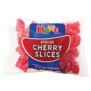 Front view of Howe Company Cherry Slices bag
