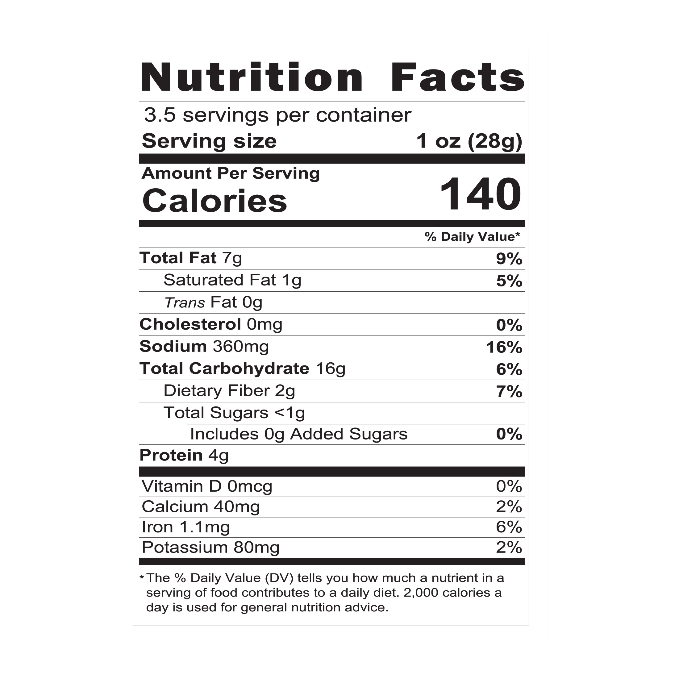 Nutrition Facts for Howe's Pepper & Cheese Pub Mix