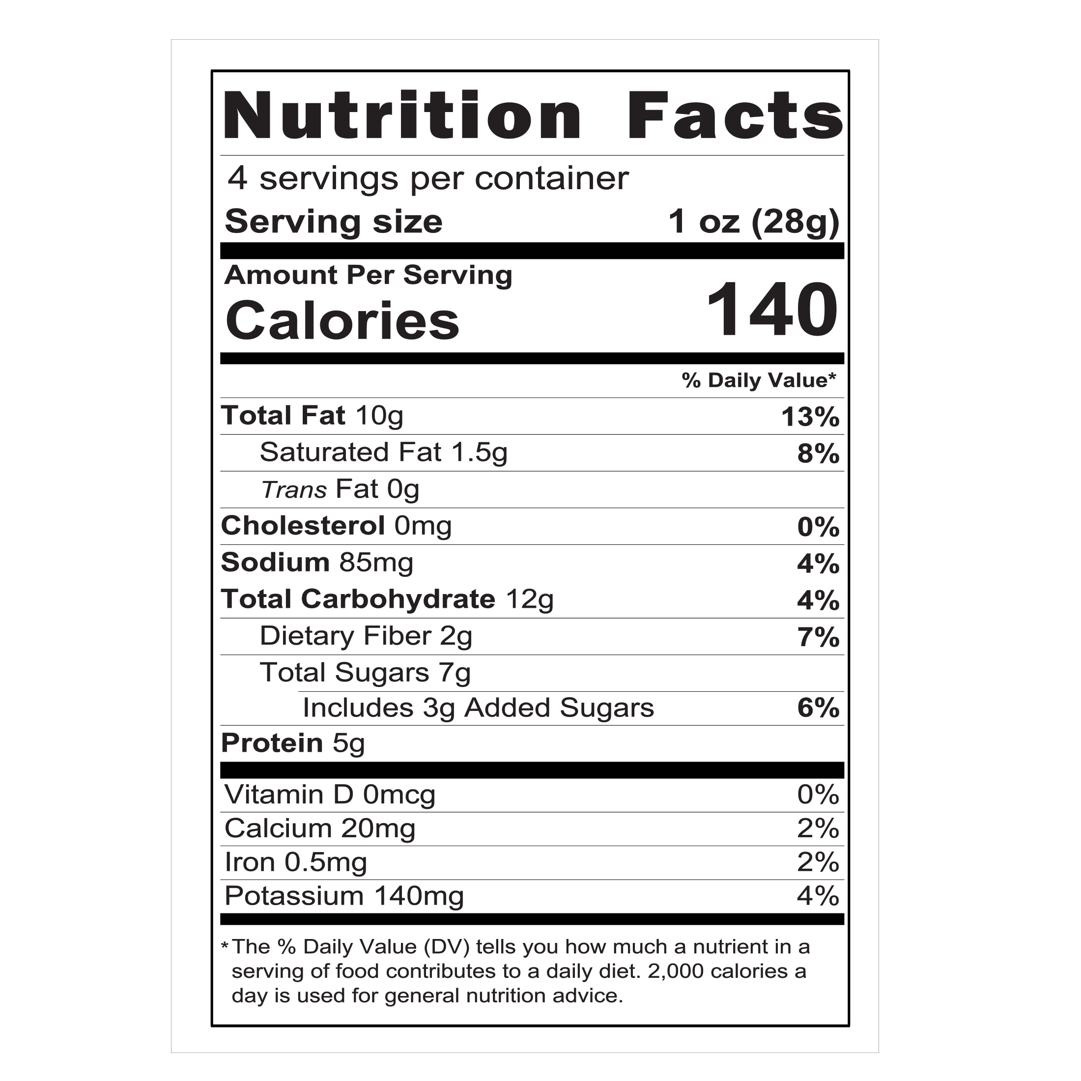 Nutrition Facts for George Howe's Cranberry Supreme