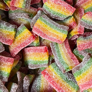 Close up of Howe's tasty Rainbow Bites candy